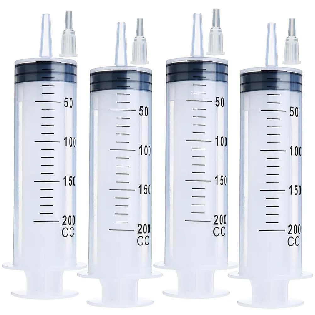 A AKRAF 200ml Reusable Syringe with Tip Adapters | Leak-Proof, Hygienic, Large Plastic Garden Syringe — syringes only