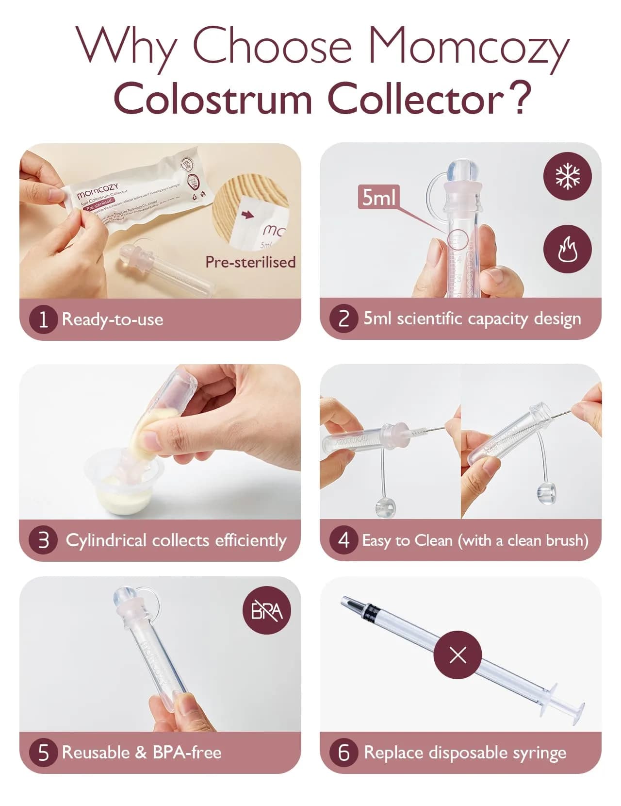 Momcozy Colostrum Collector 5ml Silicone Vials with Storage Box | BPA-Free Reusable Breast Milk Storage - view 5