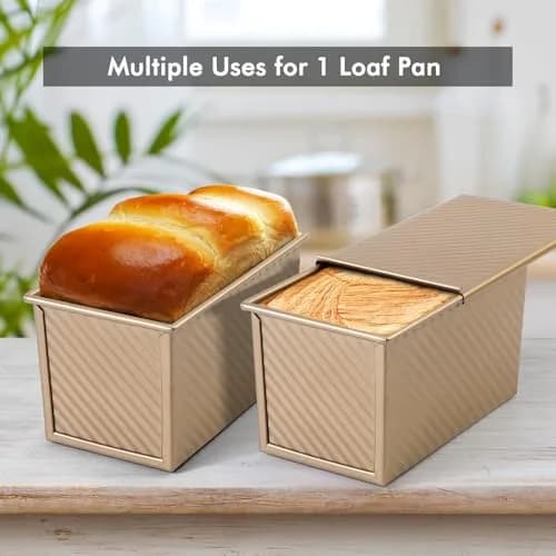 Beasea Pullman Loaf Pan 2 Pack 1 lb | Non-Stick Carbon Steel Bakeware with Lid thumbnail 6