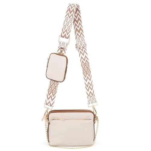 UTO Small Crossbody Bags 3 in 1 Trendy Belt Purse Fanny Chest Pack White B | Water-Resistant Synthetic Leather thumbnail 5