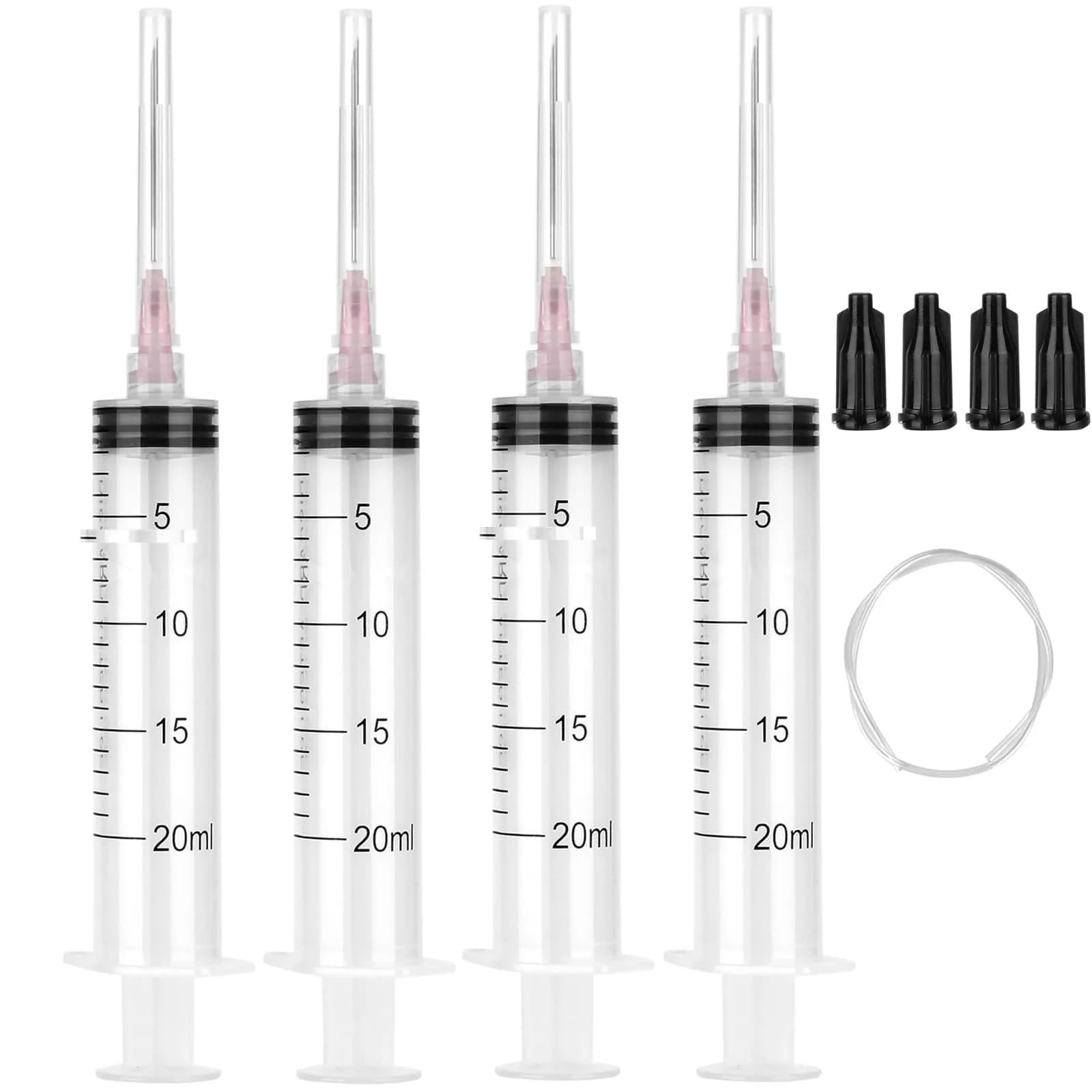 A AKRAF 150ml Syringe with Tip Adapter | Industrial Lab & Garden Use, 4 Pack, Large Plastic Syringes for Scientific & Watering Tasks — Clear