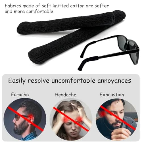 Qoaimu Soft Cotton Glasses Ear Cushions | Anti-Slip Elastic Eyeglass Ear Pads for Comfort & Sweat Absorption thumbnail 6