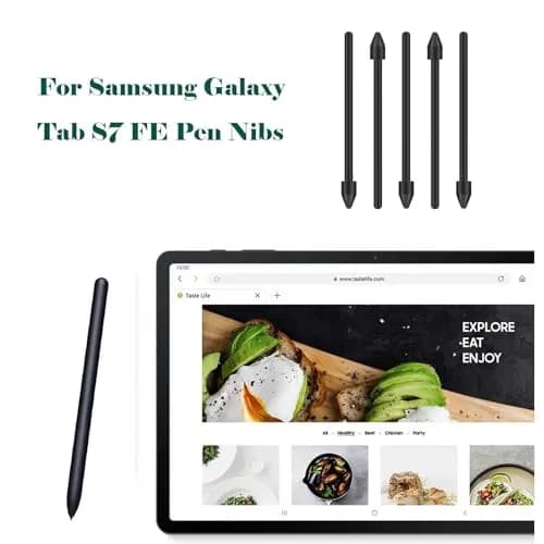 Alovexiong Samsung Galaxy Tab S7 FE S Pen Tips - 5 Pack with Tweezer (Black) | Precise, Durable & Long-Lasting thumbnail 2