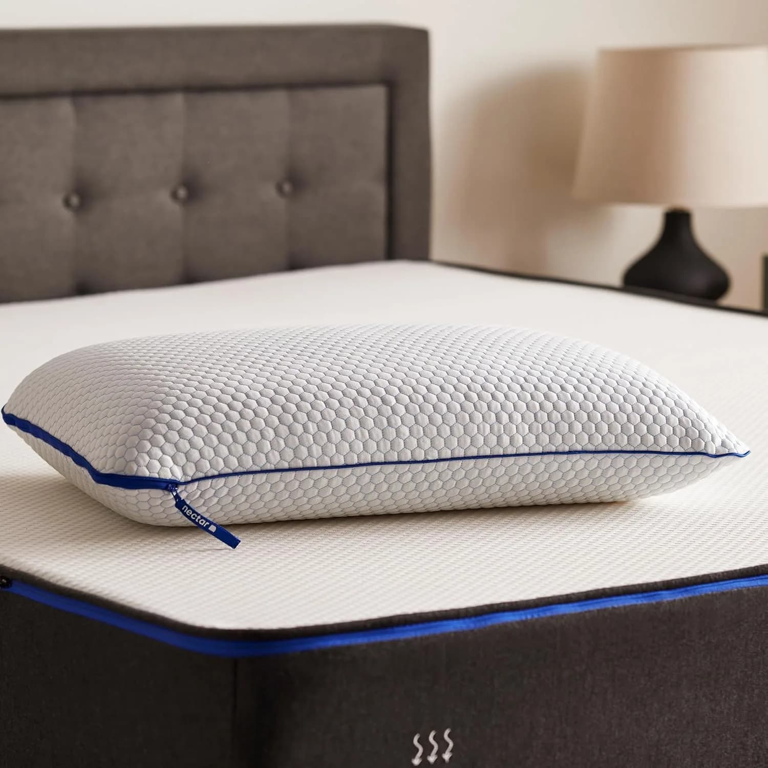 Nectar Tri-Comfort Cooling Pillow King Size 50.8 cm x 91.4 cm (20 x 36 inches) | Adjustable Firmness & Cooling Cover — White