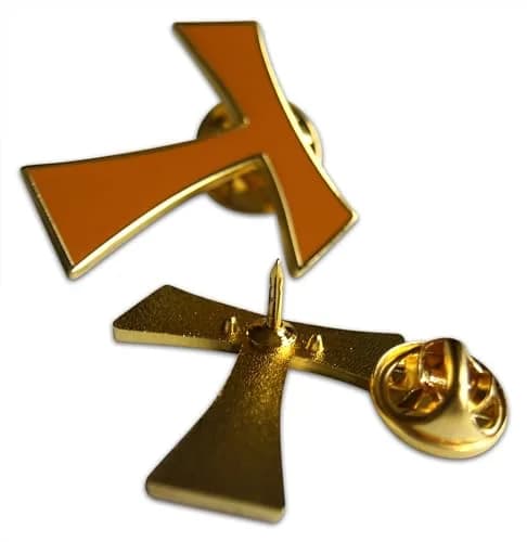 Novel Merk Christian Cross Icon Religious Lapel Pin, Hat Pin & Tie Tack Set with Clutch Back (3-Franciscan Tau) | Durable Metal, Vibrant Enamel Colors thumbnail 4