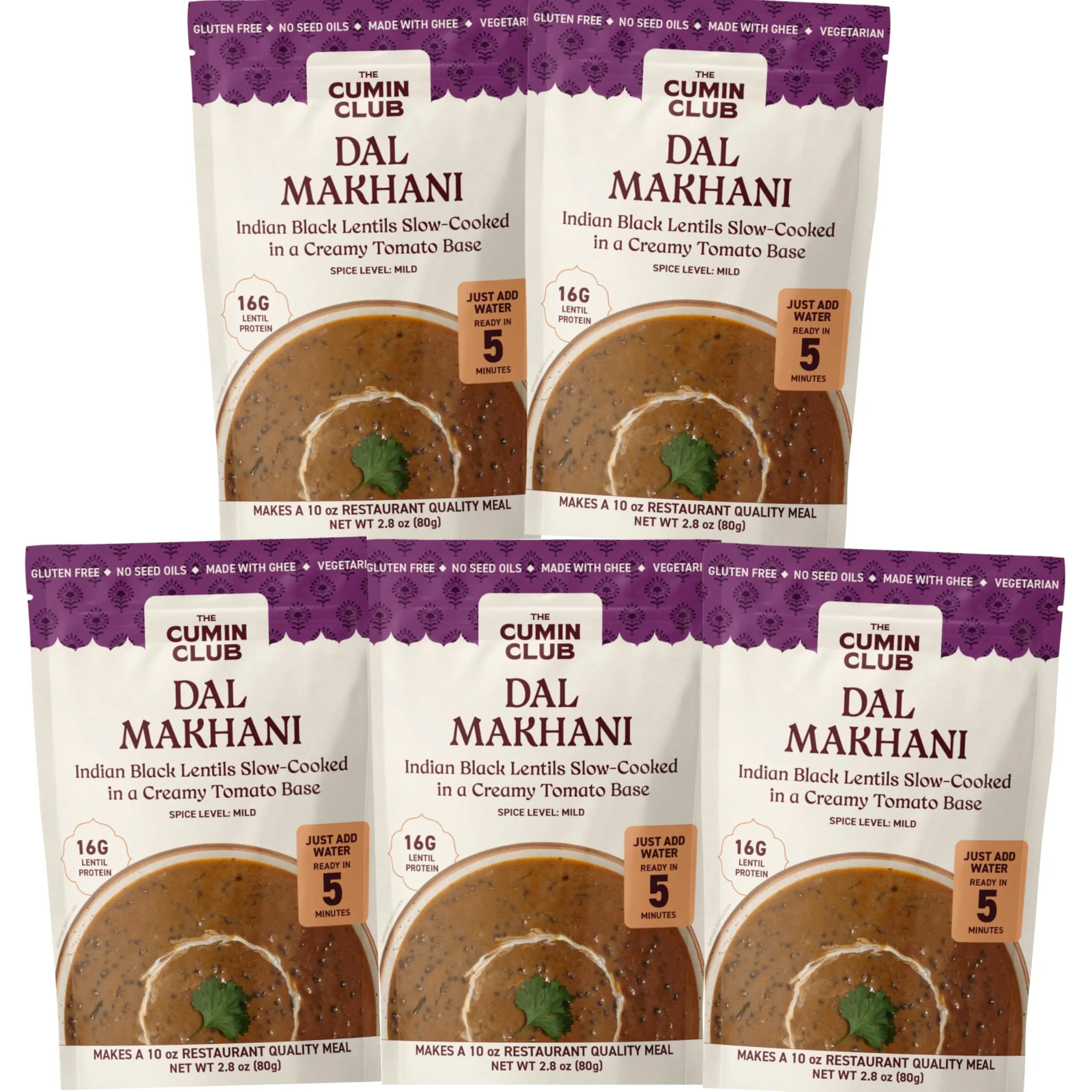 the cumin club Dal Makhani (Black Lentils) | Authentic Indian Ready-to-Eat Meal (Pack of 5)