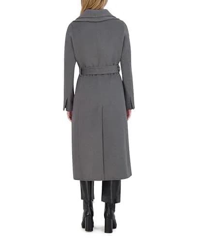 TAHARI Women's Elliot Slim Fit Wool Blend Wrap Coat, Ash, Small | Elegant Wool Coat for Work & Travel thumbnail 4