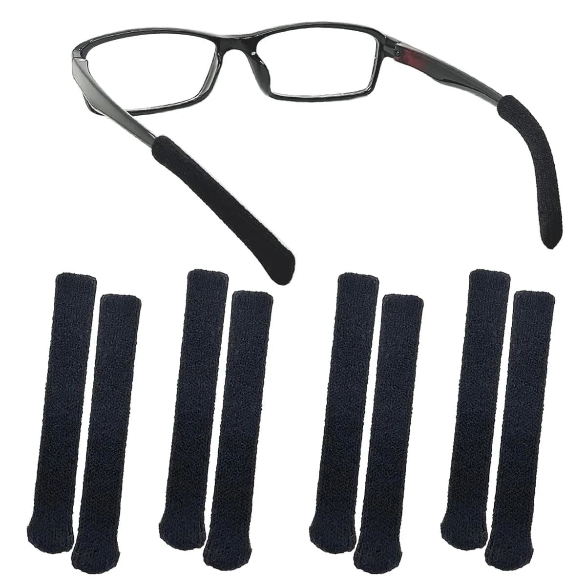 Qoaimu Soft Cotton Glasses Ear Cushions | Anti-Slip Elastic Ear Pads for Eyeglasses Comfort — 4 Pair