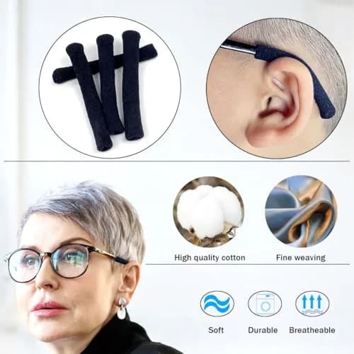 Qoaimu Soft Cotton Glasses Ear Cushions | Anti-Slip Elastic Ear Pads for Eyeglasses Comfort thumbnail 5