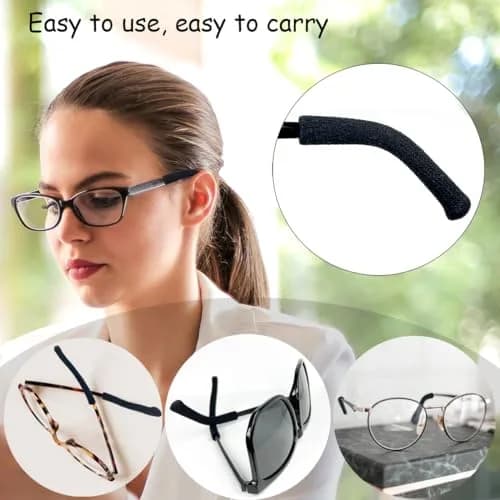 Qoaimu Soft Cotton Glasses Ear Cushions | Anti-Slip Elastic Ear Pads for Eyeglasses Comfort thumbnail 3