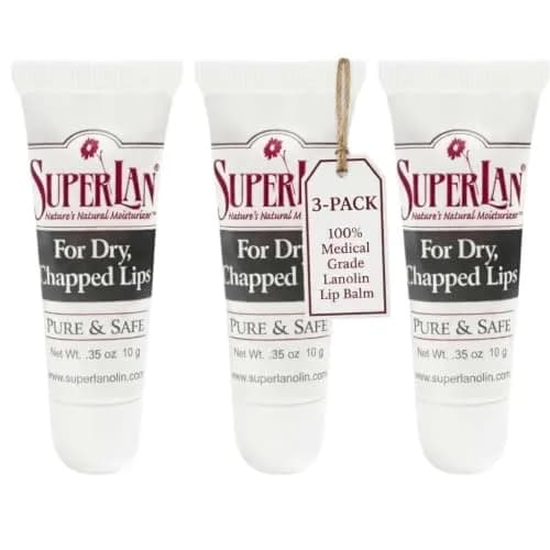 superlan Organic Lanolin Lip Balm 3-Pack & Nipple Cream | Deep Hydration for Dry Lips & Sensitive Skin thumbnail 1