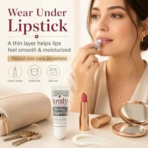 superlan Organic Lanolin Lip Balm 3-Pack & Nipple Cream | Deep Hydration for Dry Lips & Sensitive Skin thumbnail 5