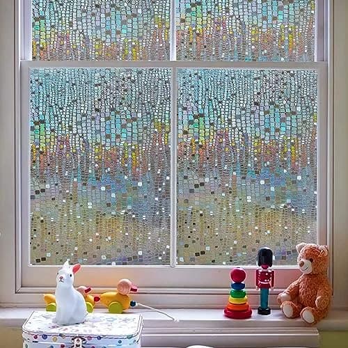 Beautysaid Window Privacy Film Stained Glass 3D Rainbow (Brown, 23.6x394in) | UV & Privacy Protection with Easy Reapplication thumbnail 8