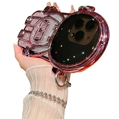 QoKcoahn Astronaut Hidden Stand Phone Case for iPhone 15 Plus | Luxury Glitter Bling with Mirror Chain thumbnail 1
