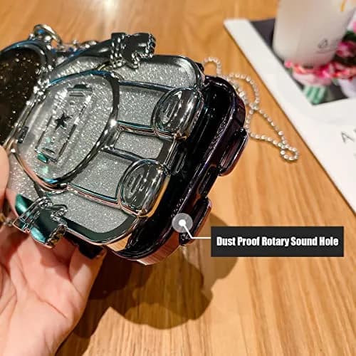 QoKcoahn Astronaut Hidden Stand Phone Case for iPhone 15 Plus | Luxury Glitter Bling with Mirror Chain thumbnail 4