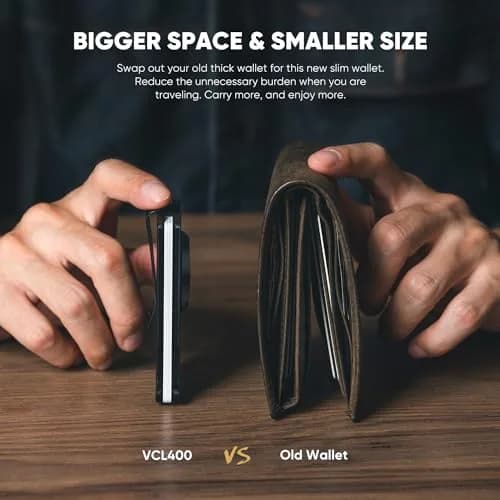 VULKIT Minimalist Slim Wallet for Men with Money Clip RFID Blocking & AirTag Holder, Matte Black | Compact & Durable thumbnail 4
