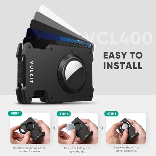 VULKIT Minimalist Slim Wallet for Men with Money Clip RFID Blocking & AirTag Holder, Matte Black | Compact & Durable thumbnail 5