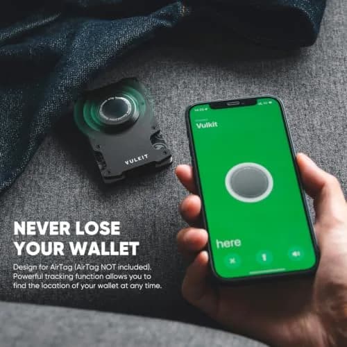 VULKIT Minimalist Slim Wallet for Men with Money Clip RFID Blocking & AirTag Holder, Matte Black | Compact & Durable thumbnail 3