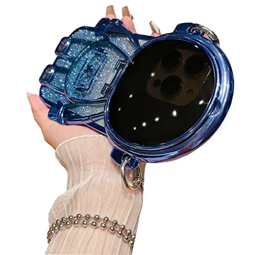 QoKcoahn Astronaut Hidden Stand Phone Case for iPhone 15 Pro Max | Luxury Glitter Bling with Mirror Chain thumbnail 1