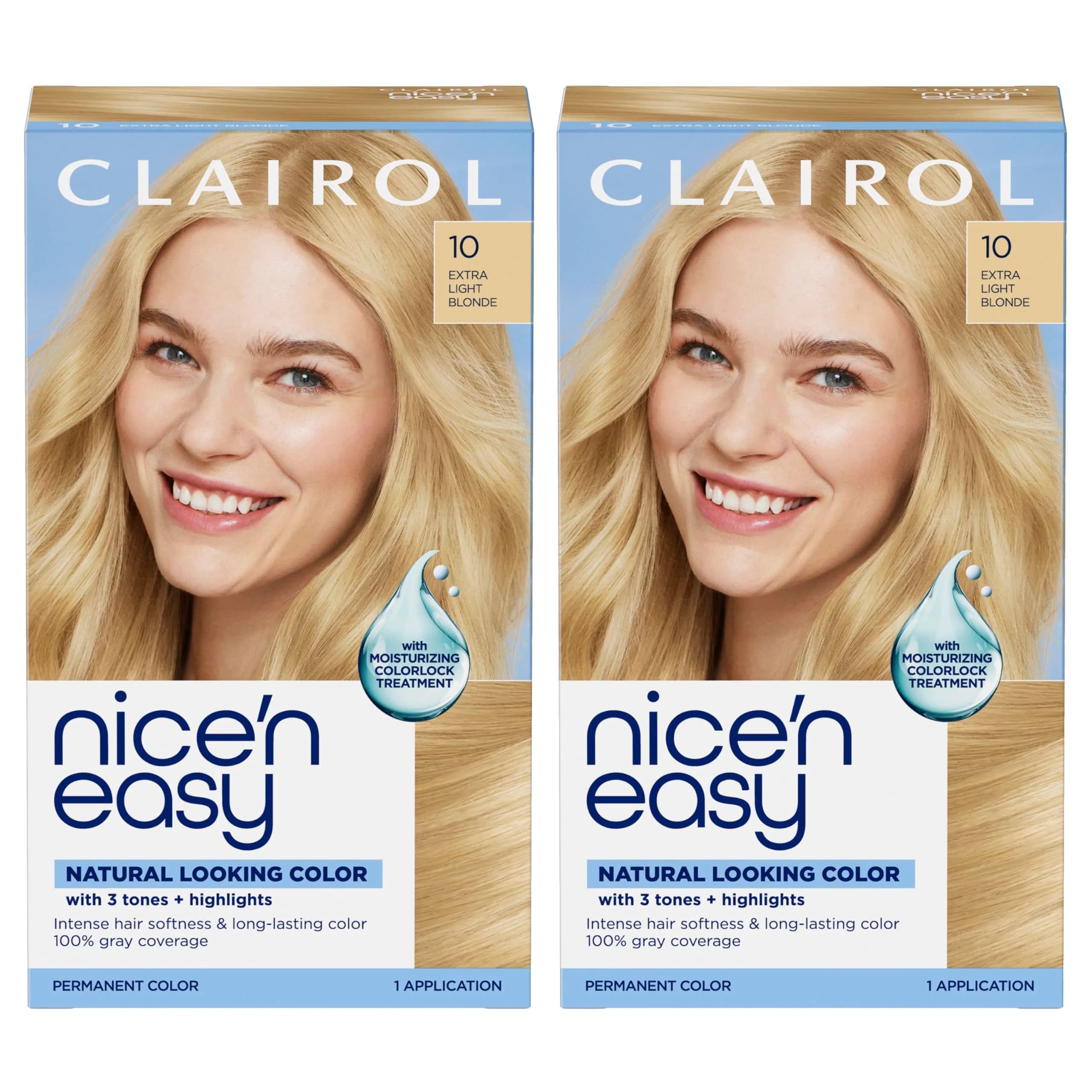 Clairol Nice'n Easy Permanent Hair Dye 10 Extra Light Blonde, Pack of 2 | 6.26 Fl Oz - main product image