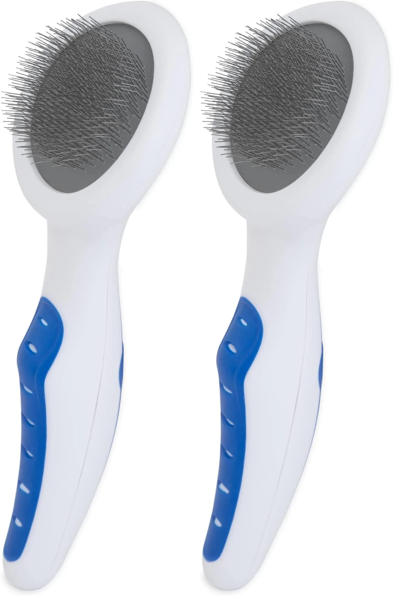 Petmate GripSoft Cat Brush, White/Blue | Ideal for Long & Short Haired Cats, Undercoat Removal