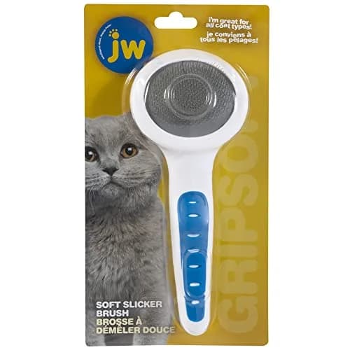 Petmate GripSoft Cat Brush, White/Blue | Ideal for Long & Short Haired Cats, Undercoat Removal thumbnail 4