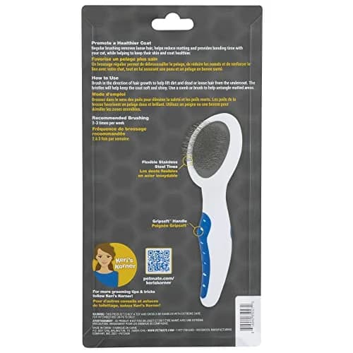 Petmate GripSoft Cat Brush, White/Blue | Ideal for Long & Short Haired Cats, Undercoat Removal thumbnail 5