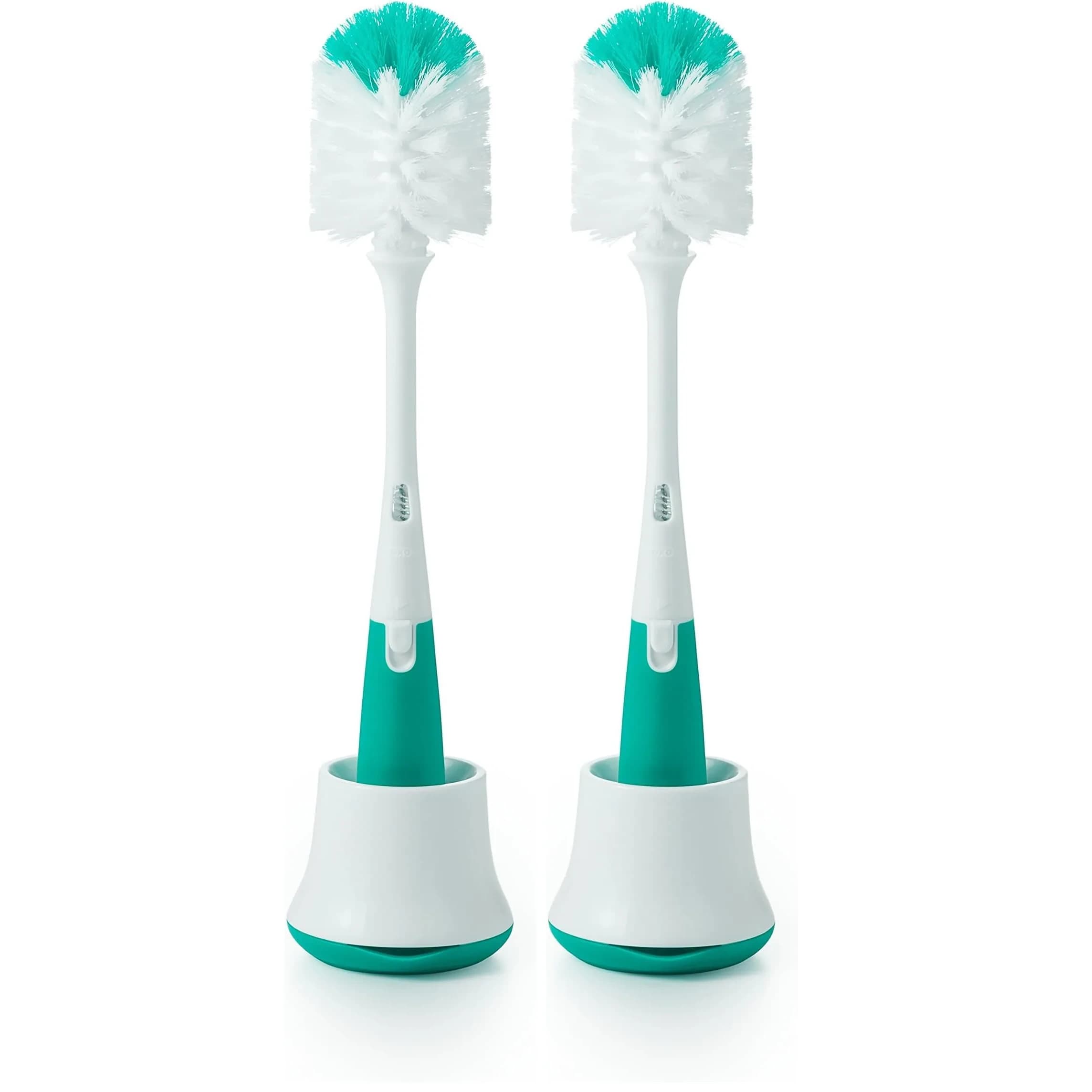 OXO Tot Bottle Brush with Nipple Cleaner and Stand - Teal, 2-Pack | BPA-Free Silicone Bristles — Teal