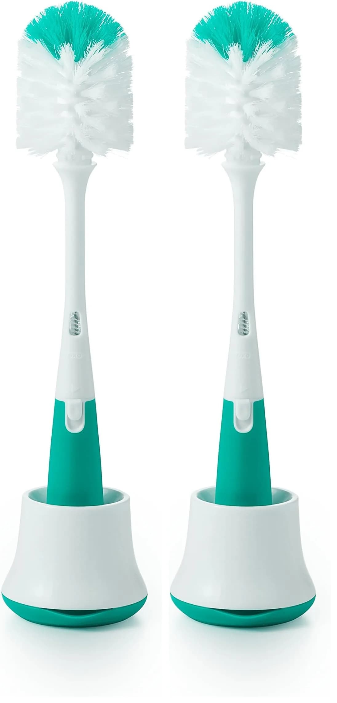 OXO Tot Bottle Brush with Nipple Cleaner and Stand - Teal, 2-Pack | BPA-Free Silicone Bristles - main product image