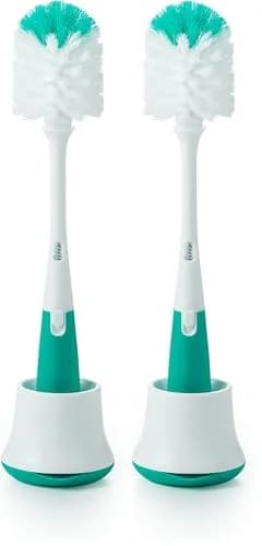 OXO Tot Bottle Brush with Nipple Cleaner and Stand - Teal, 2-Pack | BPA-Free Silicone Bristles thumbnail 1
