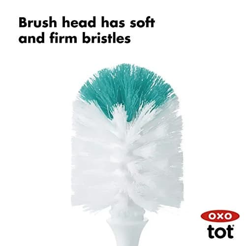 OXO Tot Bottle Brush with Nipple Cleaner and Stand - Teal, 2-Pack | BPA-Free Silicone Bristles thumbnail 7