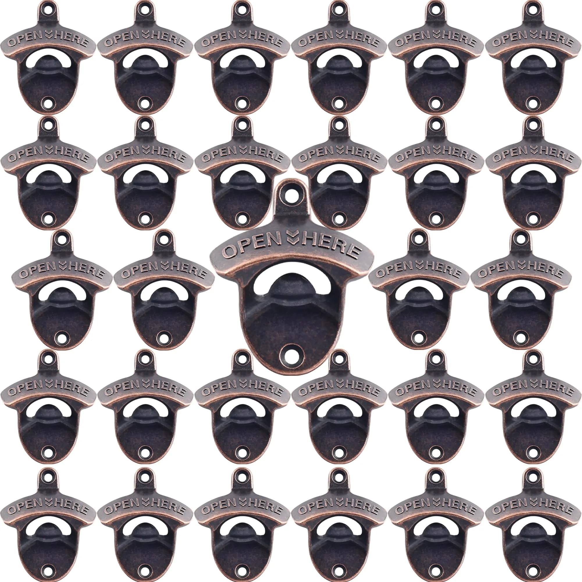 HAIICEN 30 PCS Rustic Beer Bottle Cap Opener Wall Mounted Antique Copper | 8.1 cm (3.15 in) Opener, 30-Pack - main product image