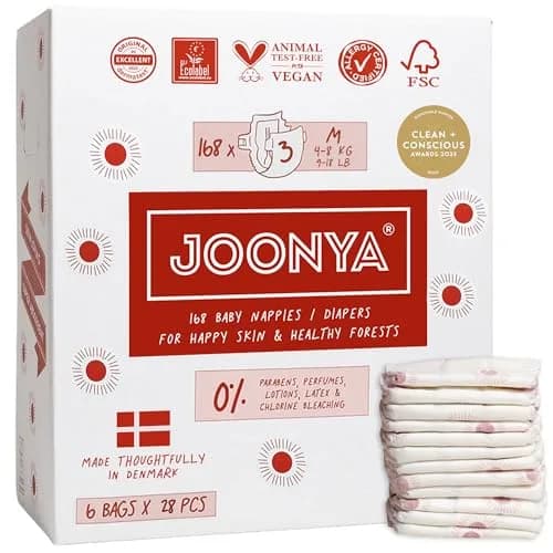 JOONYA Baby Diapers Size 3 M | Ultra Slim, 12-Hour Absorbency, Non-Toxic, Eco-Friendly, Made in Denmark thumbnail 1