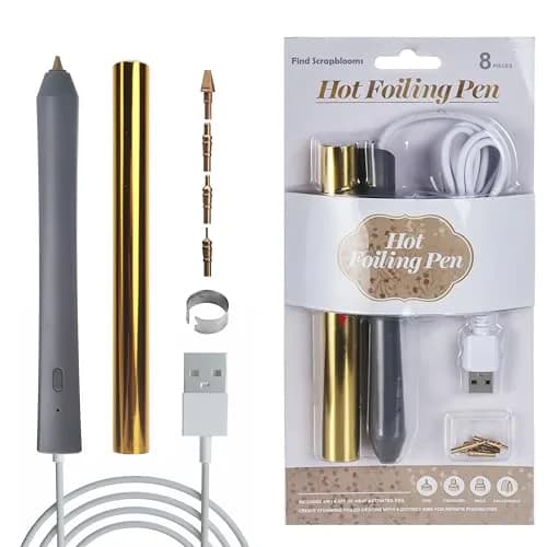 Find Scrapblooms Foil Quill Pen Starter Kit with 4 Size Metal Tips &1pc Heat Activated Foil Rolls | Art & Craft Tool for Scrapbooking & Card Making thumbnail 1