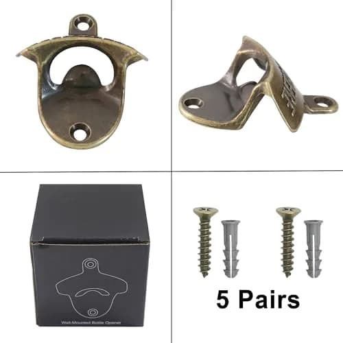 HAIICEN Retro Beer Bottle Top Opener Wall Mounted Stainless Bronze 5-Pack | Antique Bronze Finish thumbnail 5