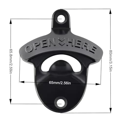 HAIICEN Black Wall Mounted Bottle Opener 30-Pack | Rustproof Zinc Alloy for DIY Crafts thumbnail 6