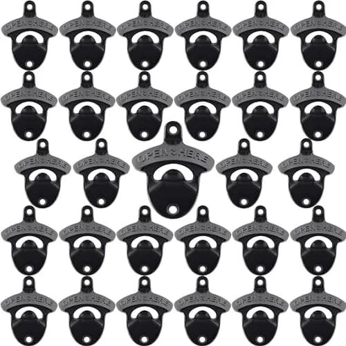 HAIICEN Black Wall Mounted Bottle Opener 30-Pack | Rustproof Zinc Alloy for DIY Crafts thumbnail 1