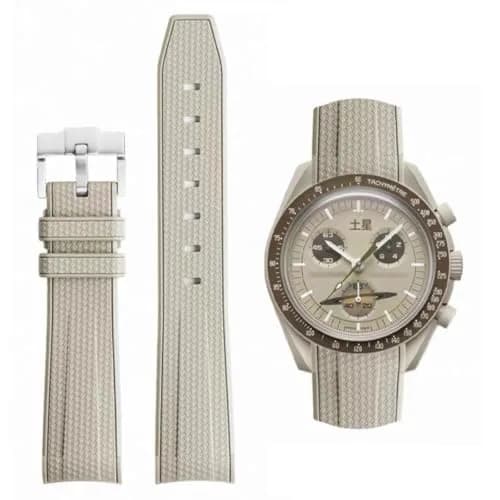 HEYOZURY Beige Silicone Watch Band for Omega x Swatch MoonSwatch 20mm | Classic Style thumbnail 1