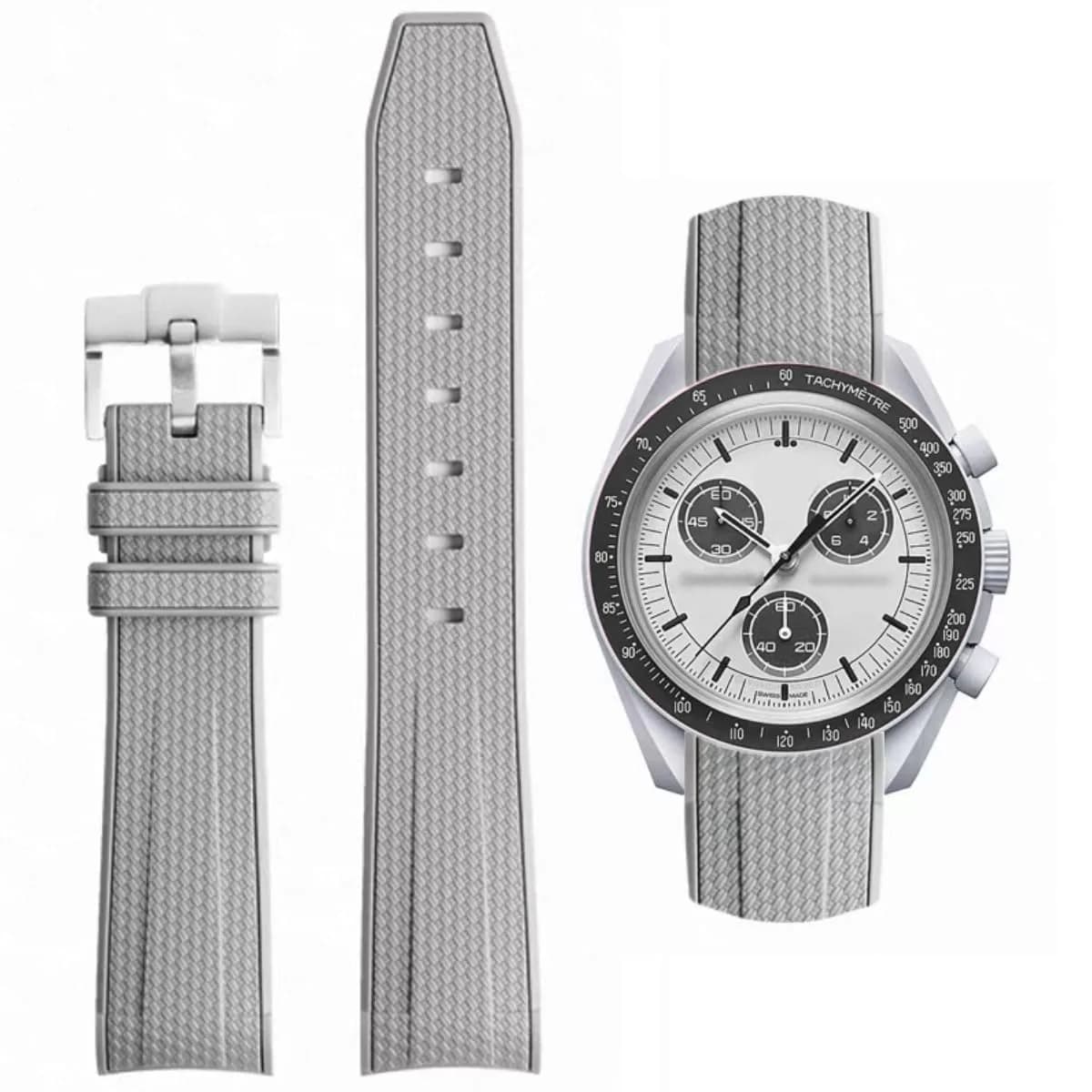 HEYOZURY Grey Silicone Watch Band for Omega x Swatch MoonSwatch 20mm | Classic Style - main product image