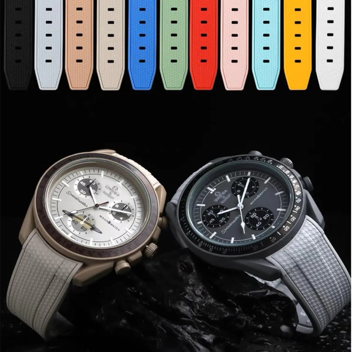 HEYOZURY Grey Silicone Watch Band for Omega x Swatch MoonSwatch 20mm | Classic Style - view 5