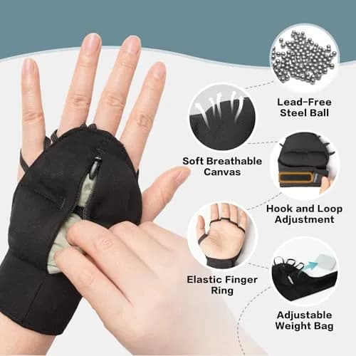 Bottle Pouch SteadyHand Weighted Gloves Medium Black | Stability Aid for Parkinson's Hand Tremors thumbnail 4
