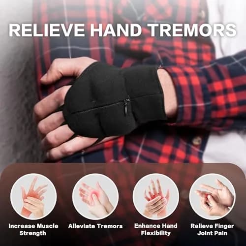 Bottle Pouch SteadyHand Weighted Gloves Medium Black | Stability Aid for Parkinson's Hand Tremors thumbnail 3