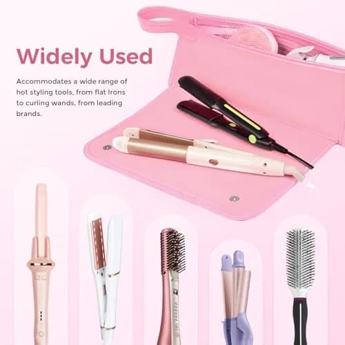 JKAOO Hair Tools Travel Bag and Heat Resistant Mat, Sweet Pink | 14.2L x 3.9W x 5.1H inches | Heat-Resistant & Portable thumbnail 7