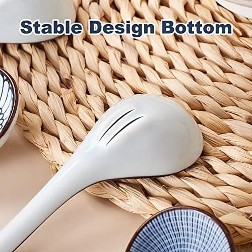 Hoilse Ceramic Asian Soup Spoons Set of 8 - Blue | 16.5cm (6.5in) Easy-Grip Long Handle thumbnail 5