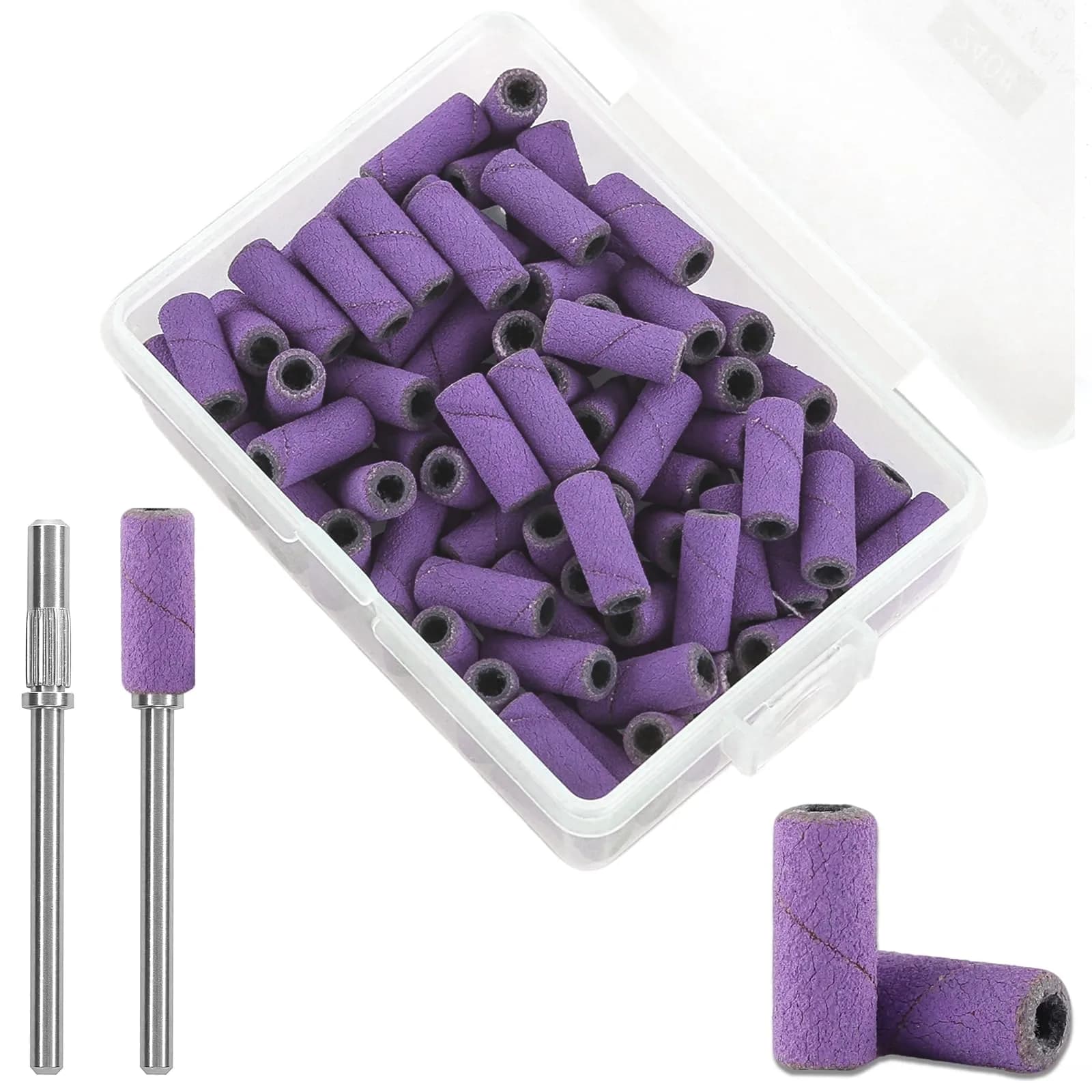 C12rtive 100PCS #180 Fine Grit Sanding Bands with Mandrel Bits | Smooth Shaping for Acrylic & Gel Nails — 180#