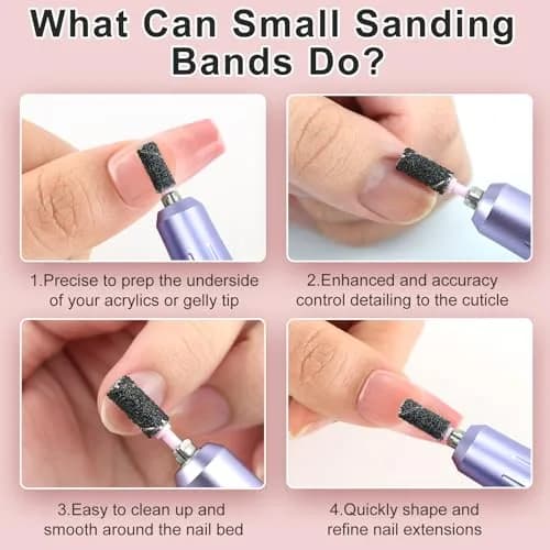 C12rtive 100PCS #180 Fine Grit Sanding Bands with Mandrel Bits | Smooth Shaping for Acrylic & Gel Nails thumbnail 5