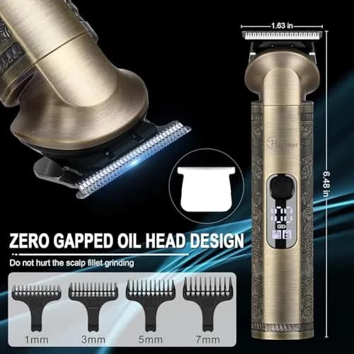 Hatteker Beard Trimmer Kit Professional Hair Clipper Zero Gapped T-Blade 0.3mm | 8-in-1 Cordless Grooming Kit for Men thumbnail 8