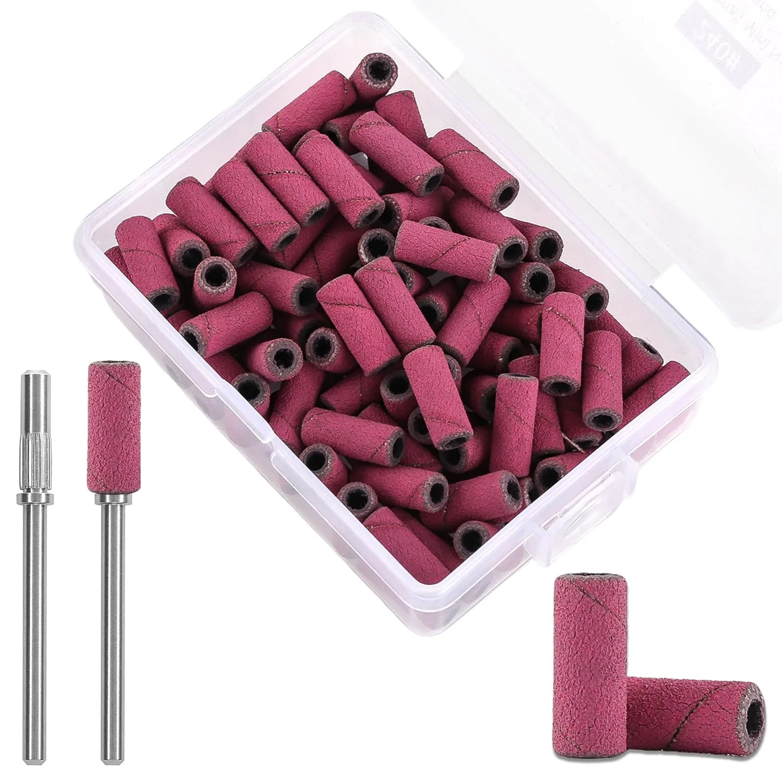 C12rtive 100PCS #240 Grit Sanding Bands with 2 Mandrel Bits | Extra Fine Grit for Acrylic & Gel Nails - main product image