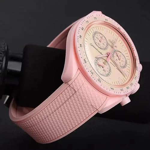HEYOZURY Watch Band 20mm Silicone Pink | Compatible with Omega Swatch MoonSwatch Speedmaster thumbnail 5