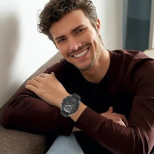 HEYOZURY Black Silicone Watch Band for Omega x Swatch MoonSwatch 20mm | Classic Style thumbnail 4